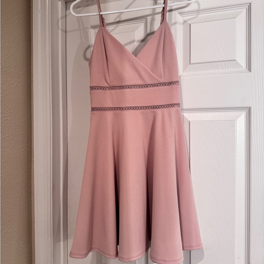 Pink Dress with Embellished Waist